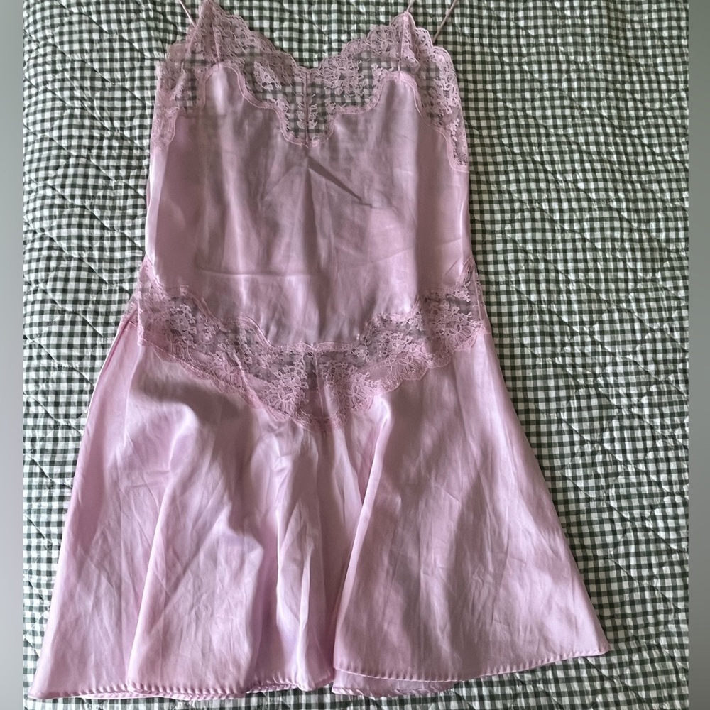Barbizon Boutique Pink Lace Slip Dress